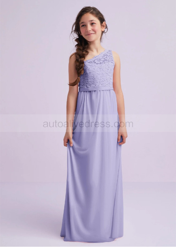 One Shoulder Iris Lace Chiffon Junior Bridesmaid Dress One Shoulder Iris Lace Chiffon Junior Bridesmaid Dress